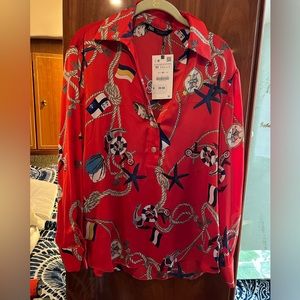 Zara Nautical Blouse Size M